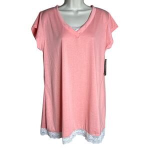 Dynabelly Coral with Lace Trim T Shirt XL NWT